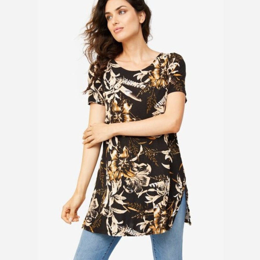 Ellos Women's Side Slit A-LIne Tunic Top - L